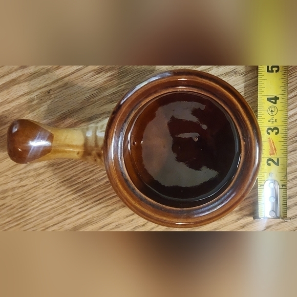 Vintage Brown Drip Stoneware Mini Crock W/ Lid & Handle Set of Two Soup - Picture 6 of 10